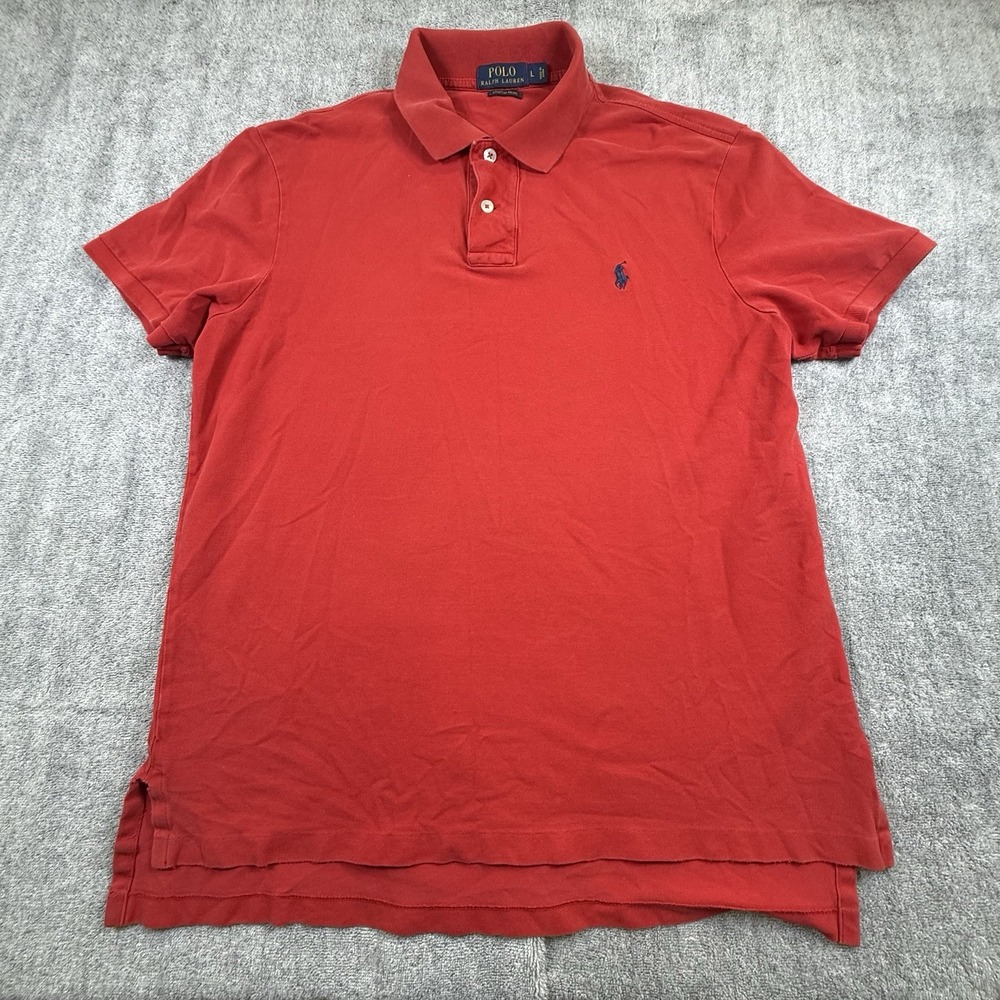 Polo Ralph Lauren Men's Large Stretch Mesh Polo Shirt Short Sleeve Red Blue Pony - Picture 2 of 6